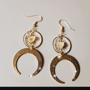 Gold Sun and Moon Earrings